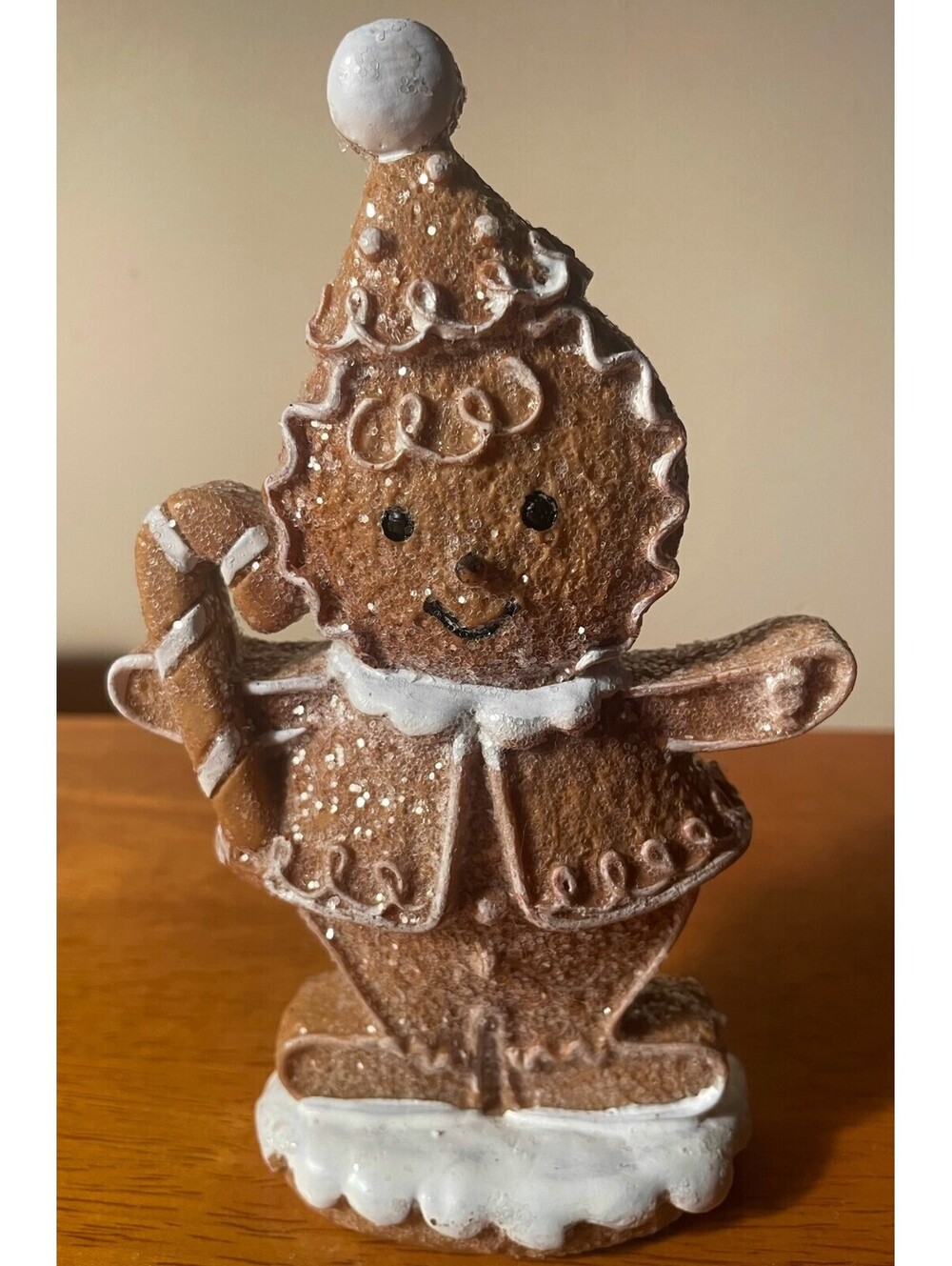 Gingerbread Man Figurine Candy Cane Christmas Icing Sparkle Kitchen Home Decor